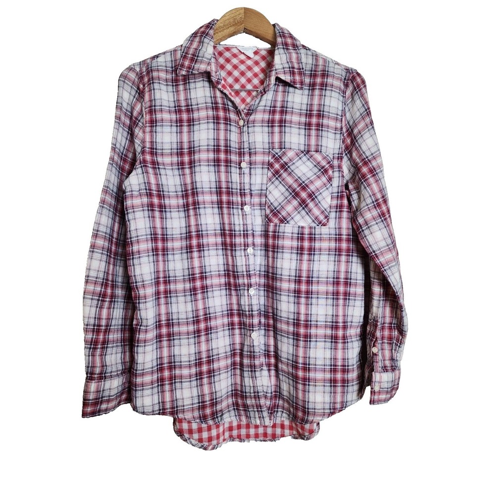 Aeropostale Shirt Womens Small Long Sleeve Red‎ Plaid Checkered Soft Pocket